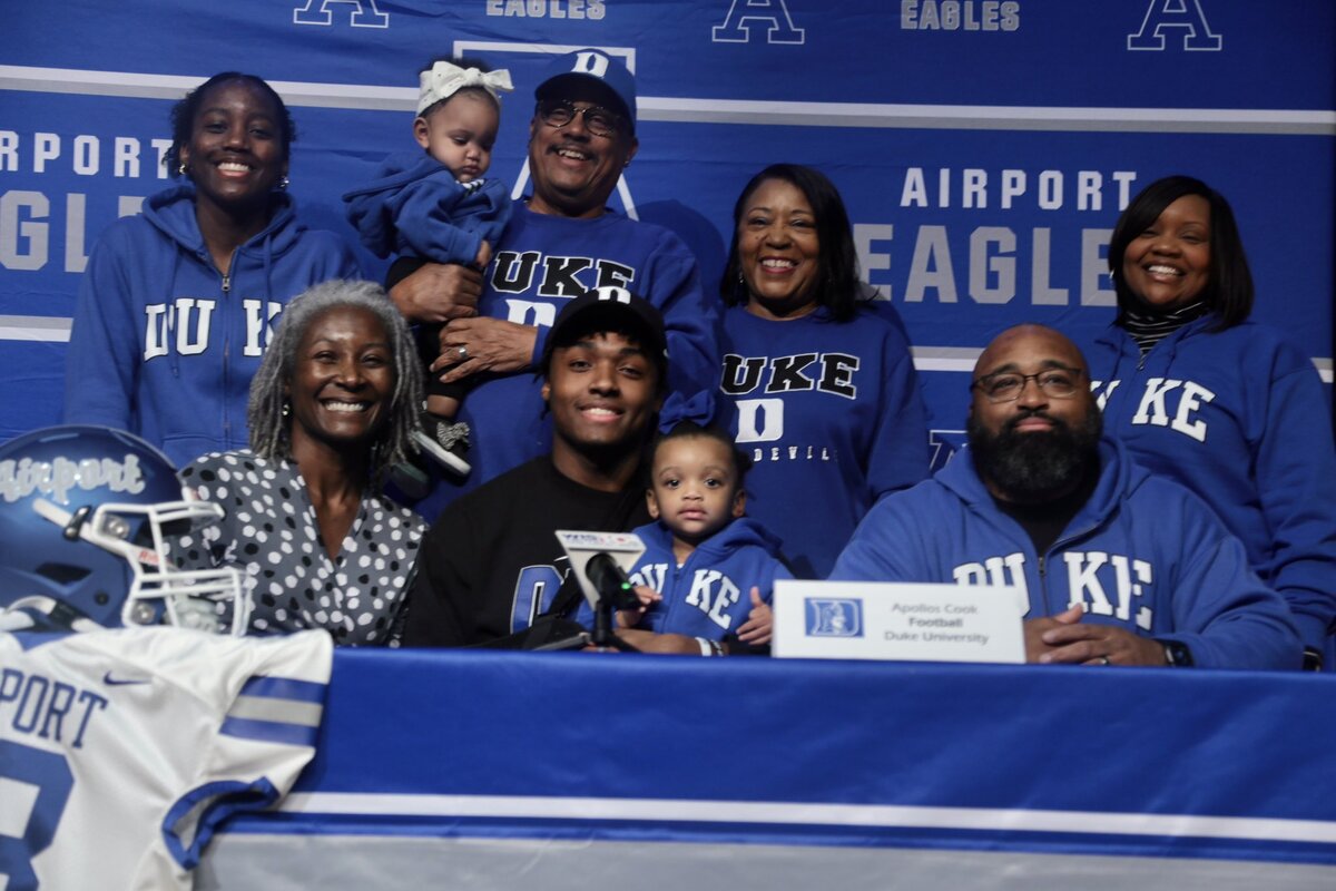 Airport High’s Apollos Cook signed with Duke football on Dec. 21, 2022.