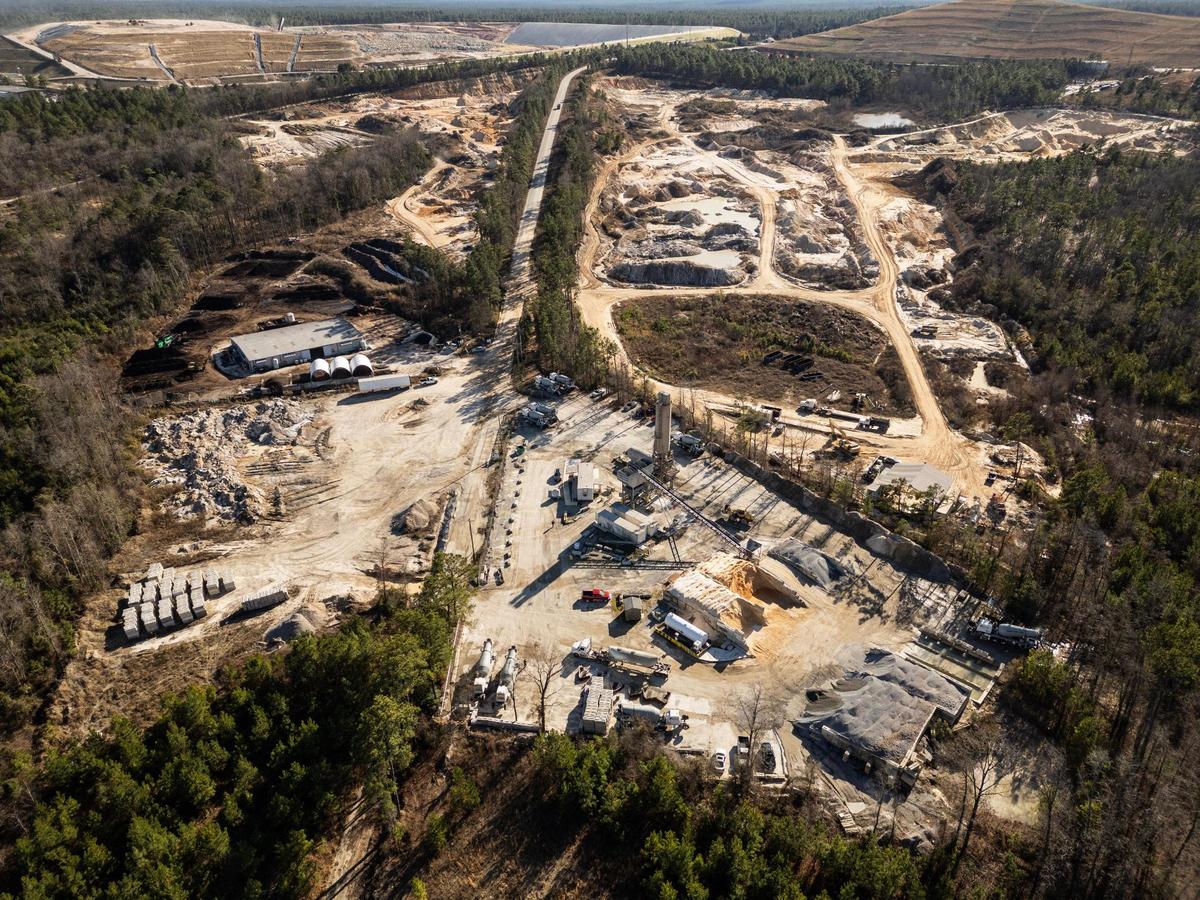 A mine owned by Tri D Materials where Adriana Laster’s body was found in Elgin, South Carolina on Friday, January 19, 2024.