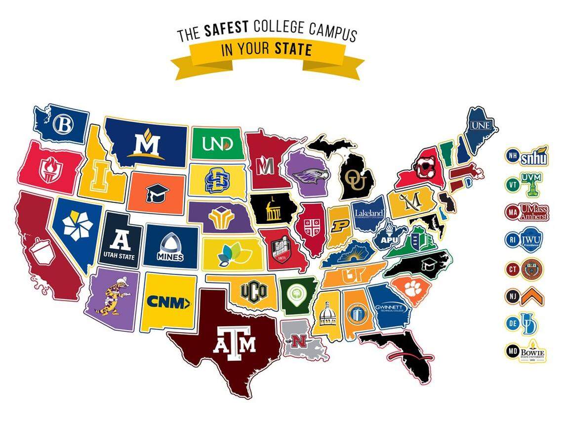 A study ranked the safest college campuses in each state.