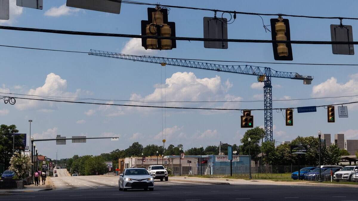 The intersection of Elmwood Avenue and Main Street in Downtown Columbia, South Carolina onWednesday, July 8, 2026.