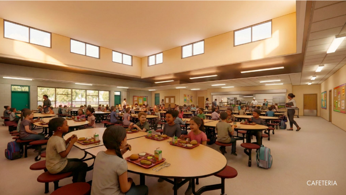 An artist’s rendering of the cafeteria at the new Dutch Fork Elementary School.