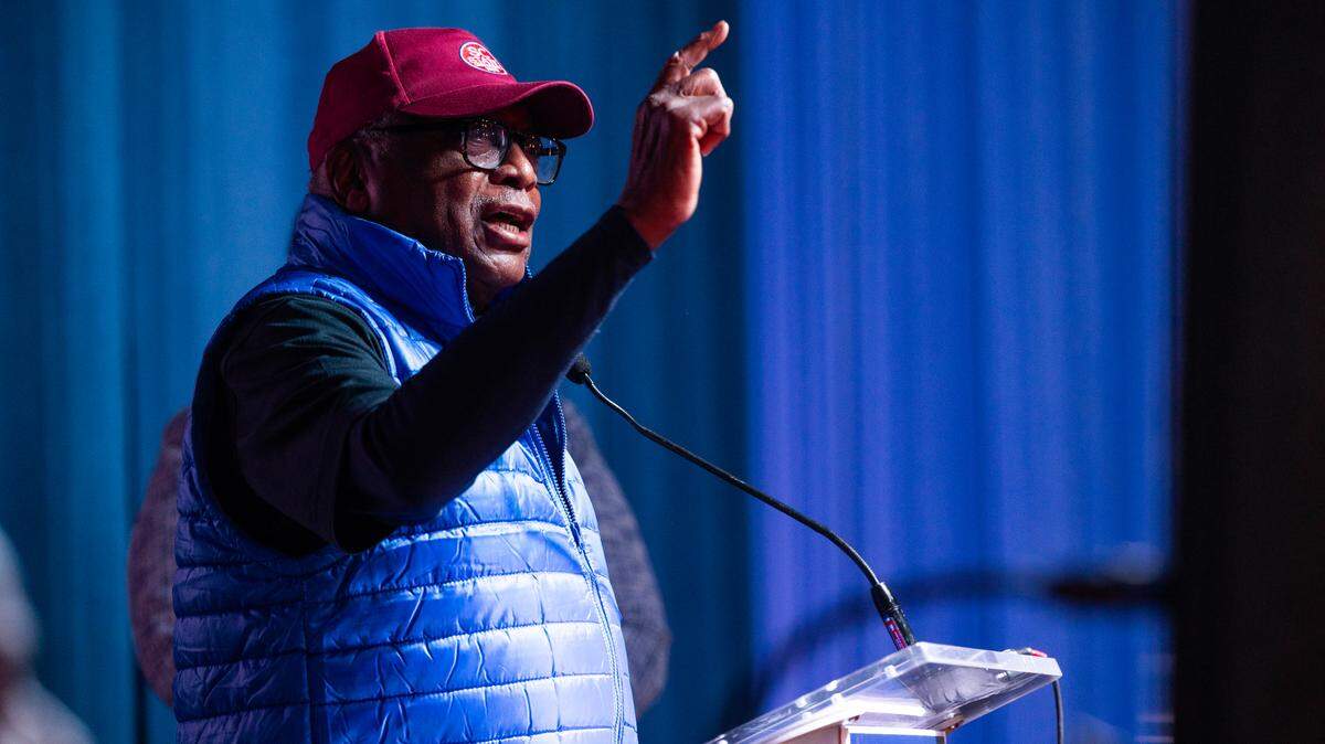 U.S. Rep. Jim Clyburn, pictured here at the South Carolina Democratic Party’s presidential primary election watch party, shared support for Vice President Kamala Harris as the nomination.