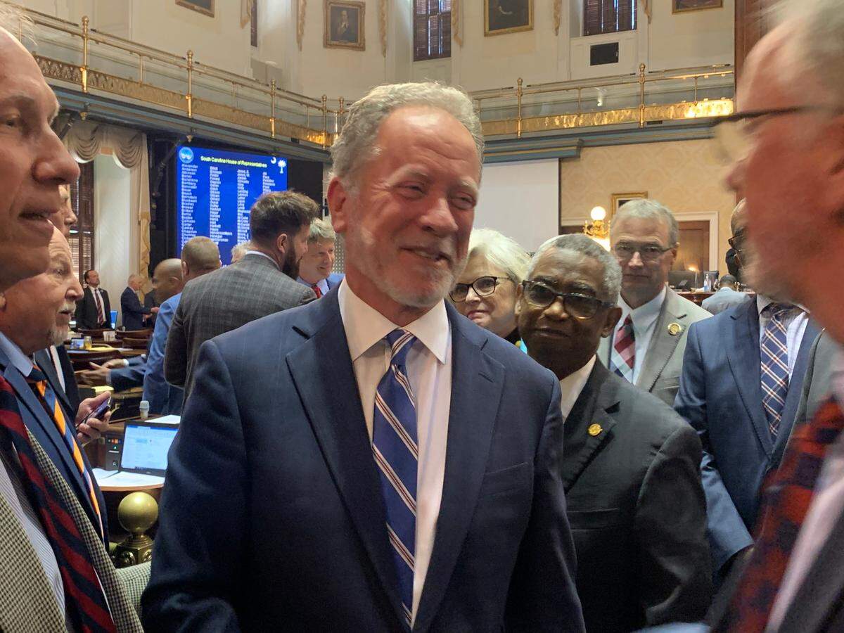 David Beasley, former S.C. governor and former executive director of the World Food Programme, greets lawmakers on the S.C. House floor following his address to a joint assembly on Wednesday, May 3, 2023, at the State House. Beasley recently retired after serving for six years as executive director of the WFP. 