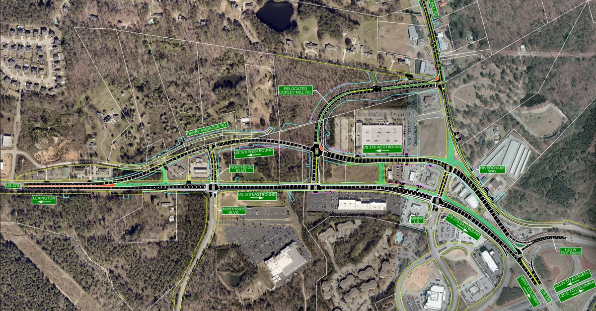 The planned development of the “Sunset Split,” along U.S. 378 and Interstate 20 in Lexington, S.C.