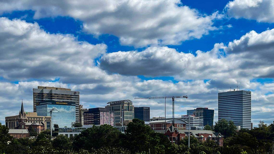 Columbia’s skyline with construction crane from building of a 17-story student apartment building on Assembly Street.