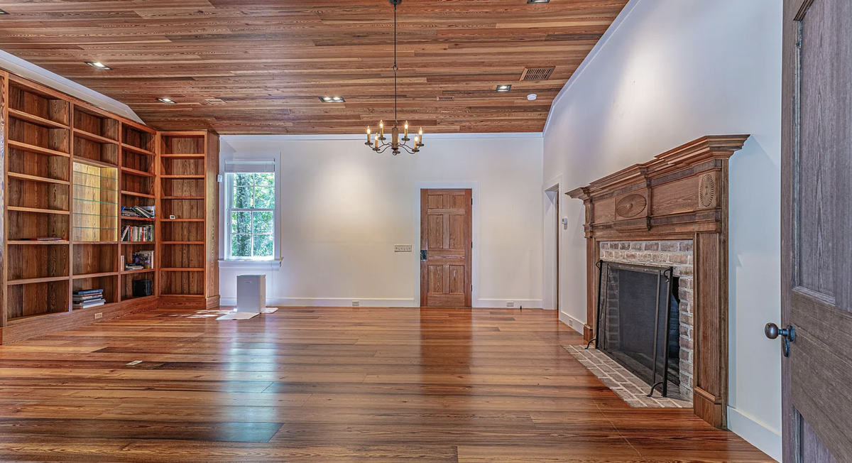 The library at Dean Hall is a centerpiece of the 9,709-square foot home.