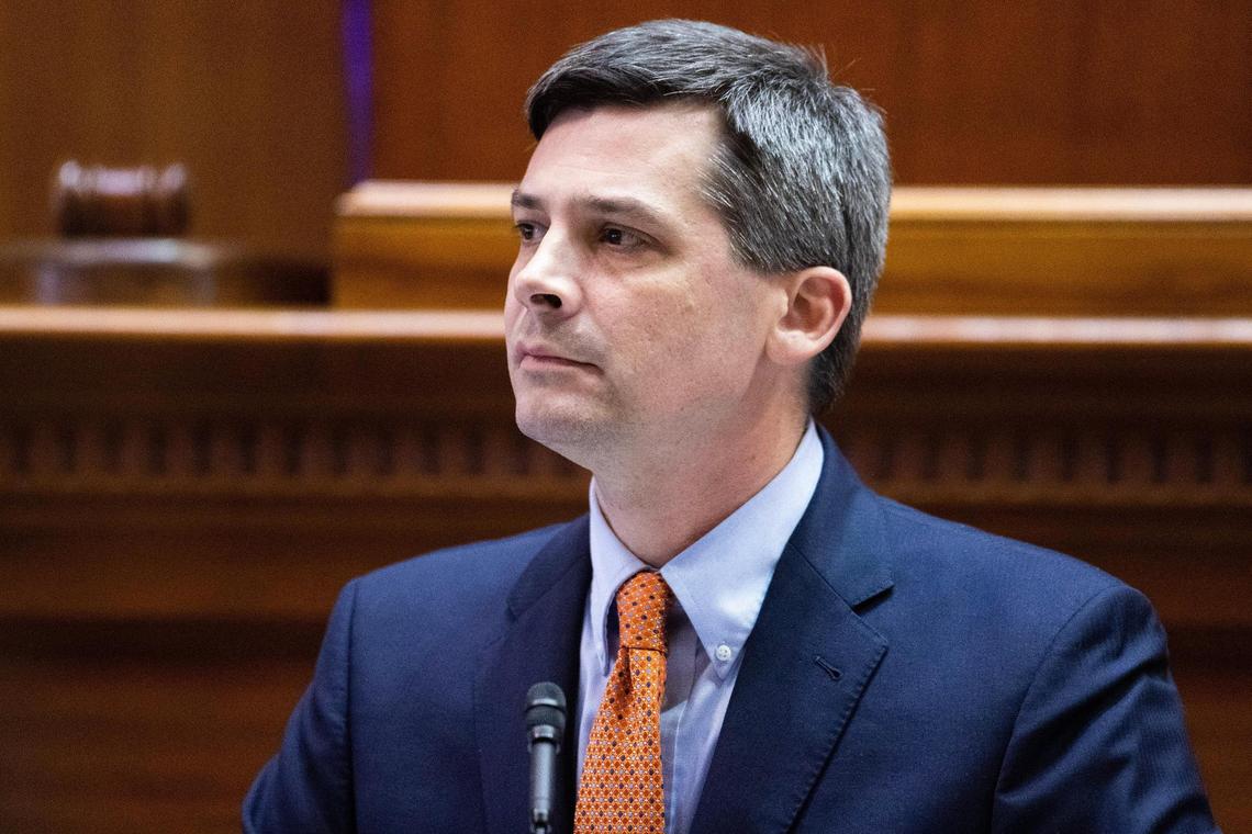 Senate Majority Leader Shane Massey, R-Edgefield, debates a bill that would ban abortion after six weeks on Tuesday, May 23, 2023.