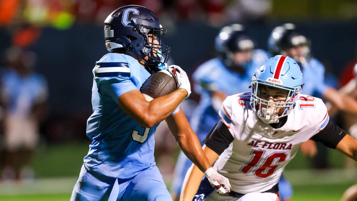 Chapin Eagles wide receiver Stone Furrey (3) returns a kickoff Friday against the AC Flora Falcons during their game at Chapin High.