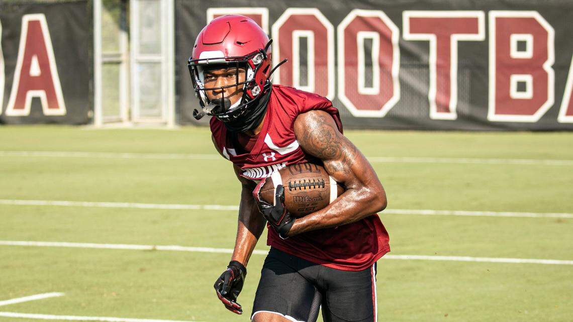 South Carolina’s Ger-Cari Caldwell at the Aug. 19 football practice.