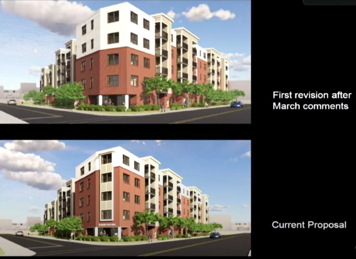 A new 56-unit affordable housing complex is proposed near North Main St. Developer Woda Cooper Companies has amended the design after neighborhood complaints.