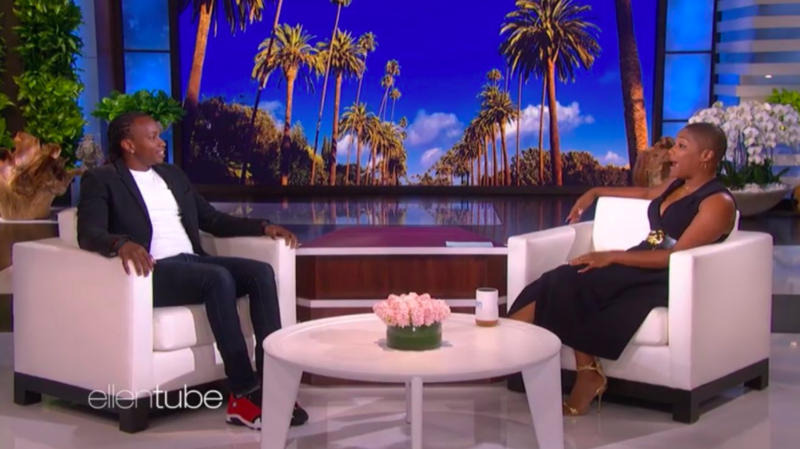 Jamal Stroud and comedian Tiffany Haddish on the Ellen Show talking about Stroud’s Columbia non-profit, Big Homie Lil Homie.