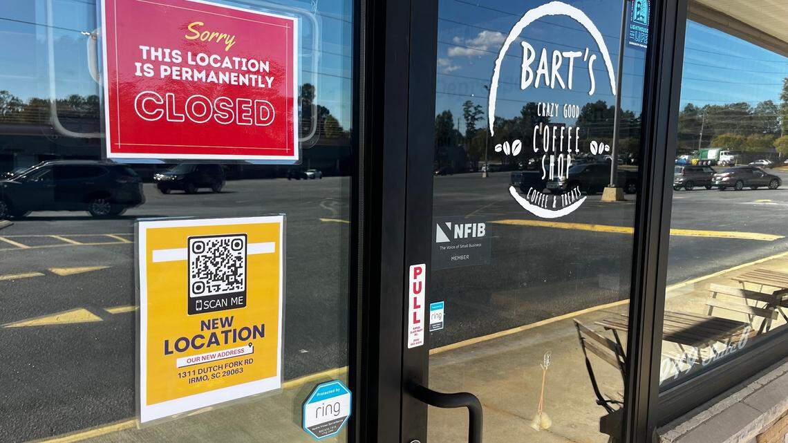 Bart’s Crazy Good Coffee Shop at 7949 Broad River Road in Irmo has closed, per signage on its door and posts on social media.
