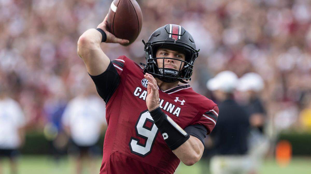 South Carolina quarterback Luke Doty warms up at Williams-Brice Stadium in Columbia, SC on Saturday, Sept. 3, 2022.