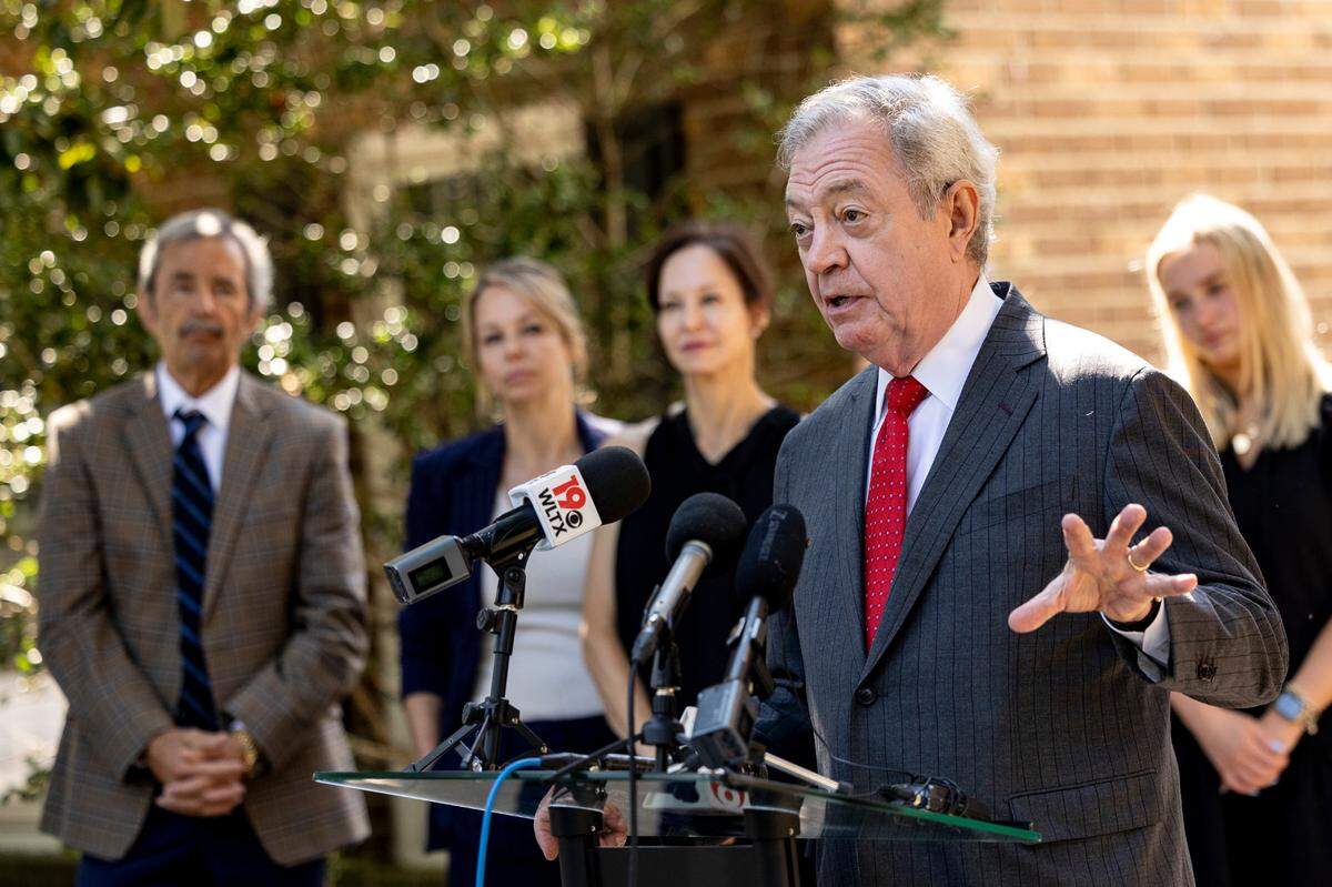 Senate candidate Dick Harpootlian speaks during a press conference after conceding to Russell Ott after the primary election on Wednesday, June 12, 2024.