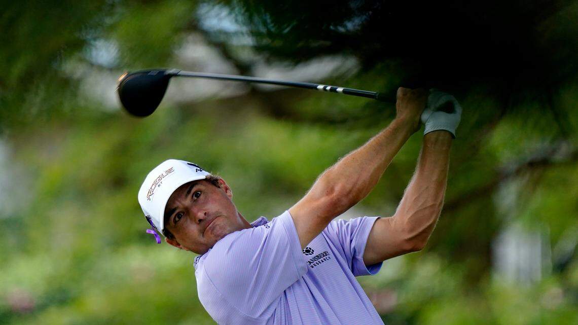 Kevin Kisner plays his shot from the second tee during the final round of the Sony Open golf tournament, Sunday, Jan. 16, 2022, at Waialae Country Club in Honolulu.