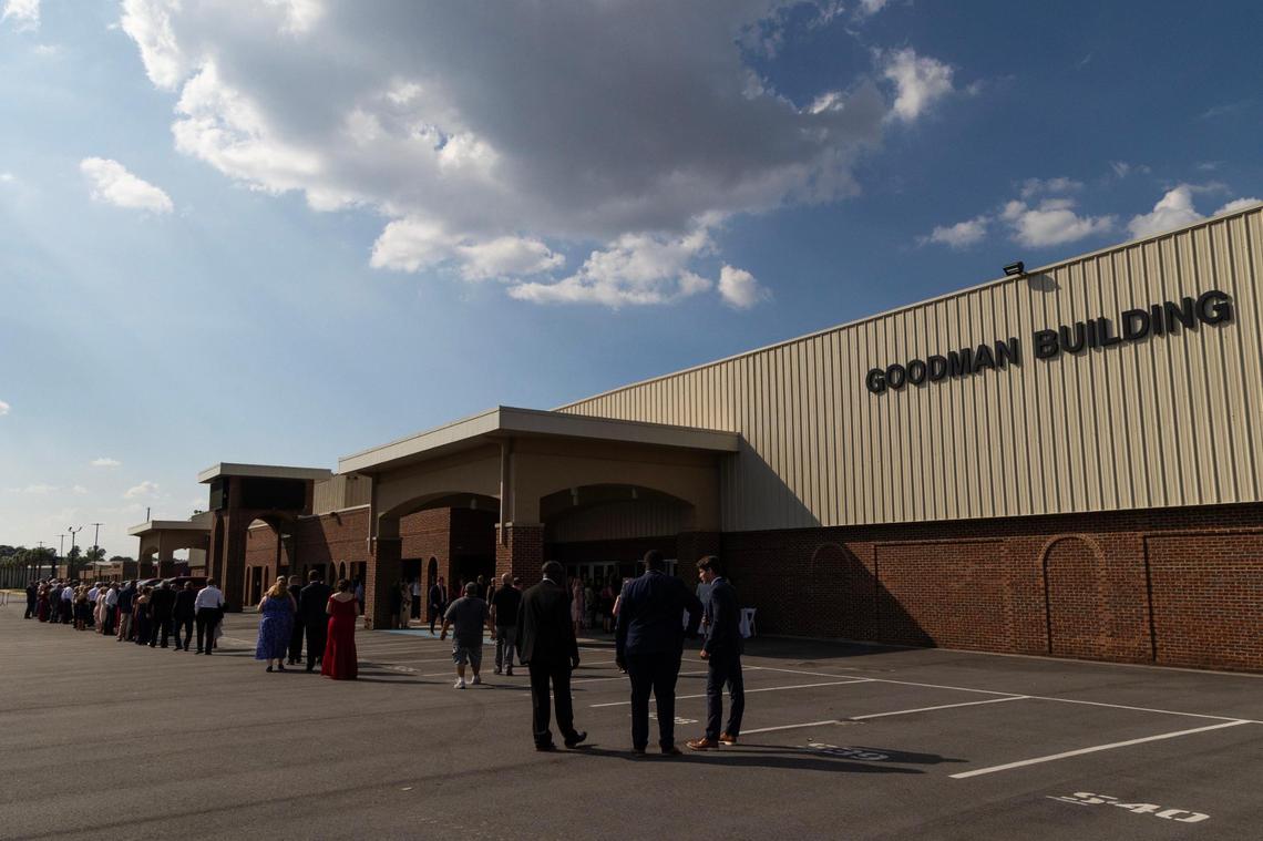Republicans line up for the Silver Elephant Gala in Columbia, South Carolina on Saturday, August 5, 2023. The Gala is a fundraiser for the South Carolina Republican Party.