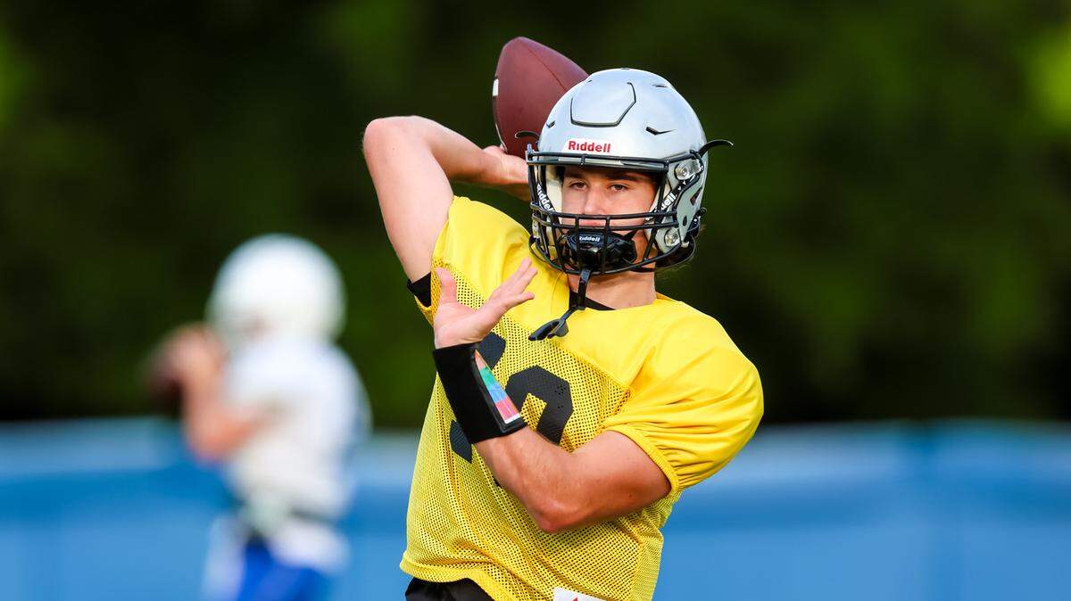 Gray QB Tyler Waller during their three-team scrimmage at Dreher High School 8/12/24.