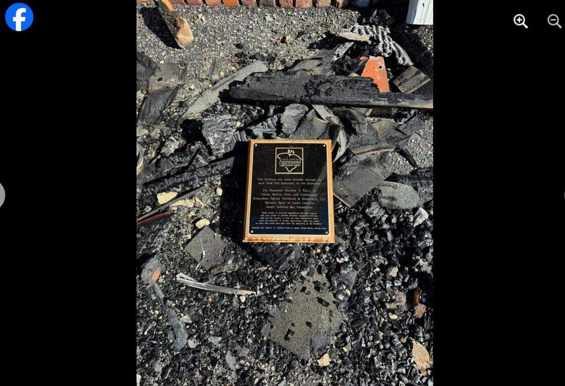 Damage caused by a fire on Washington Street in Columbia.