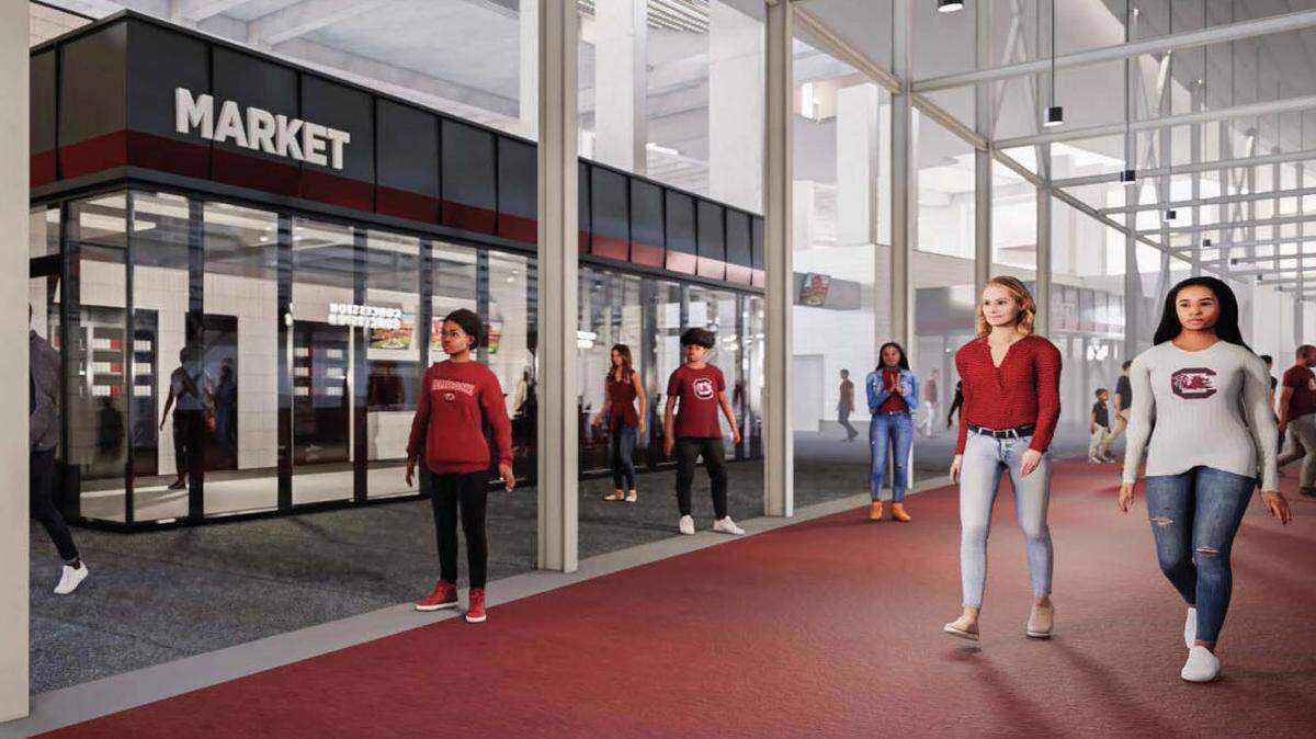 A look at the vision for the future concourse area on the east side of Williams-Brice Stadium.