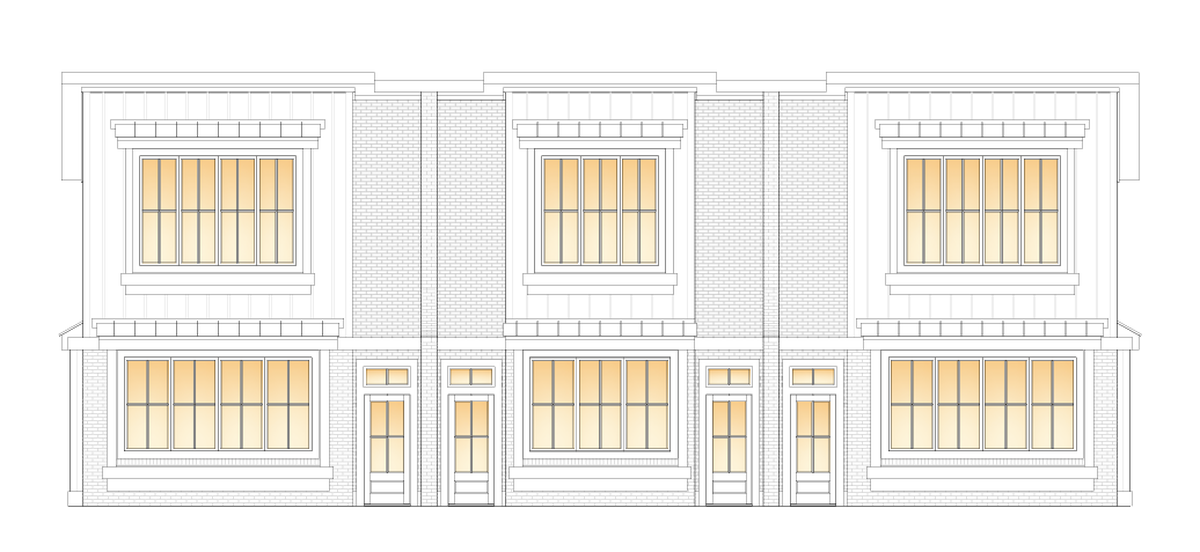 A rendering of the two-story triplex planned for the corner of South Witt and Spring Street.