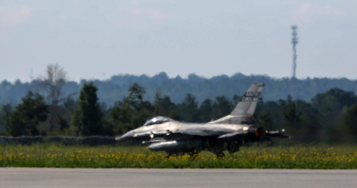 The 169th Fighter Wing of the South Carolina Air National Guard is temporarily stationed at the Columbia Metropolitan Airport while renovations take place at their home at McEntire Joint National Guard Base. The unit, with 25 F-16 jets will conduct its training daily.
