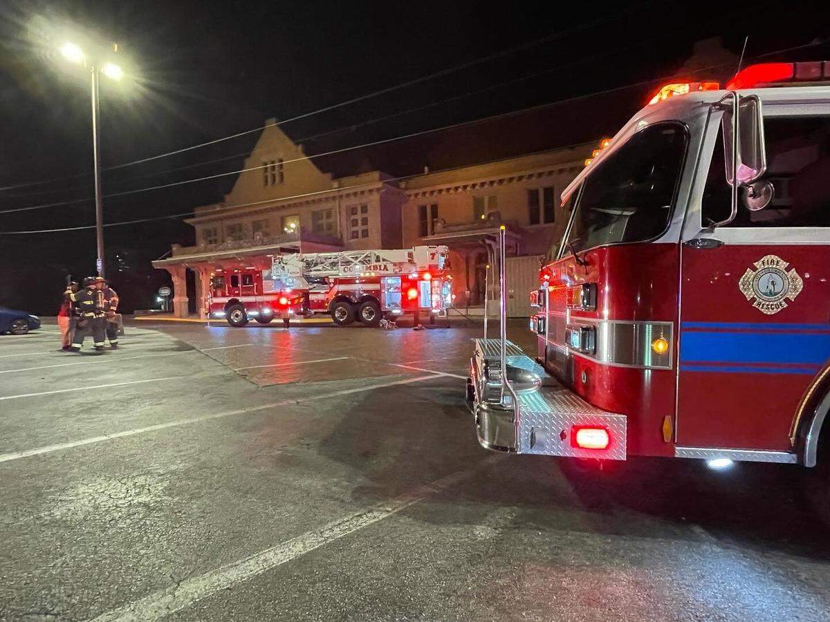 Members of the Columbia Fire Department respond to a fire at a restaurant.