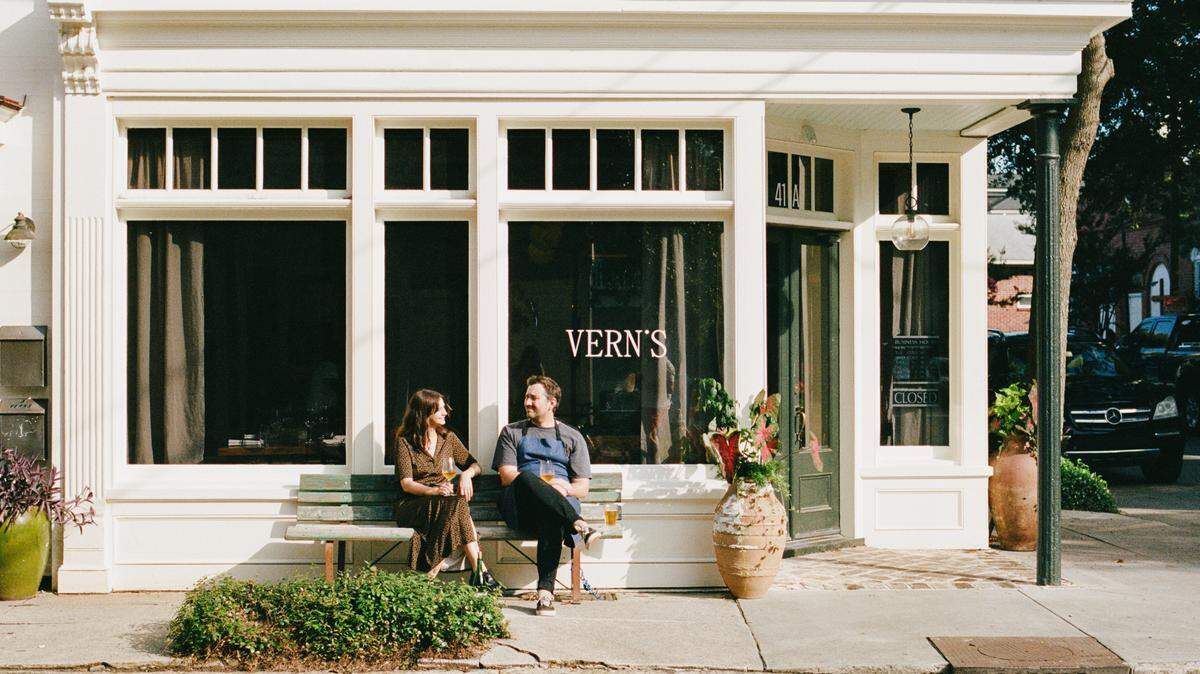 Bethany and Dano Heinze outside their downtown Charleston restaurant.