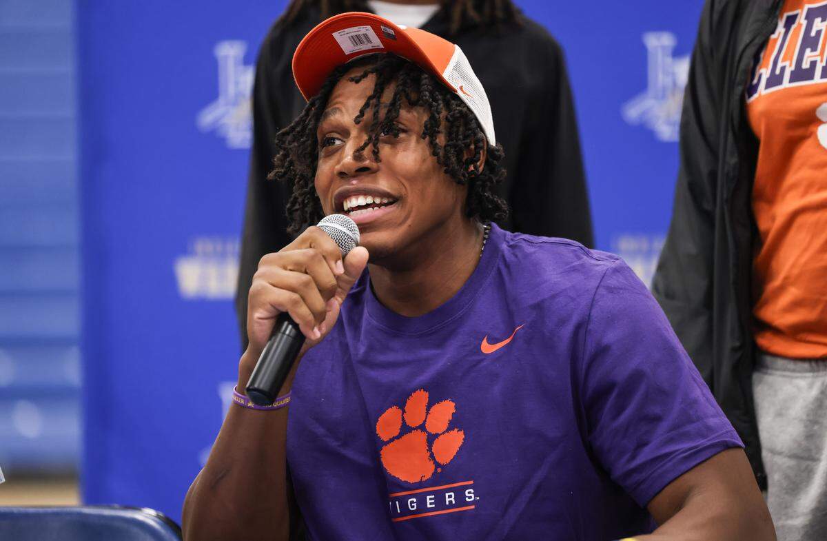Michael Foster is seen during the National Signing Day ceremony at Indian Land High School in Lancaster on Dec. 3