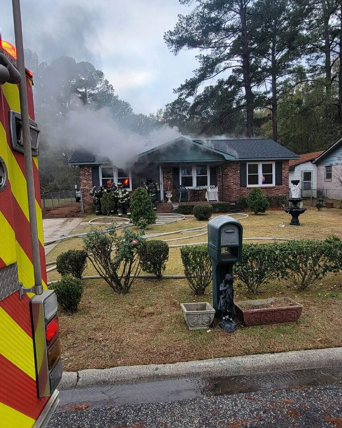 The Columbia Fire Department responds to a burning building.