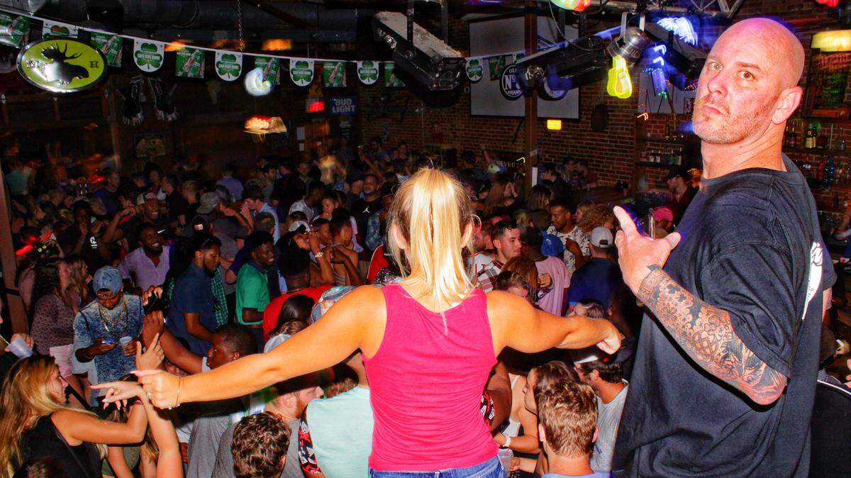 Inside Moosehead Saloon in late 2017 with former manager Josh Sutton.