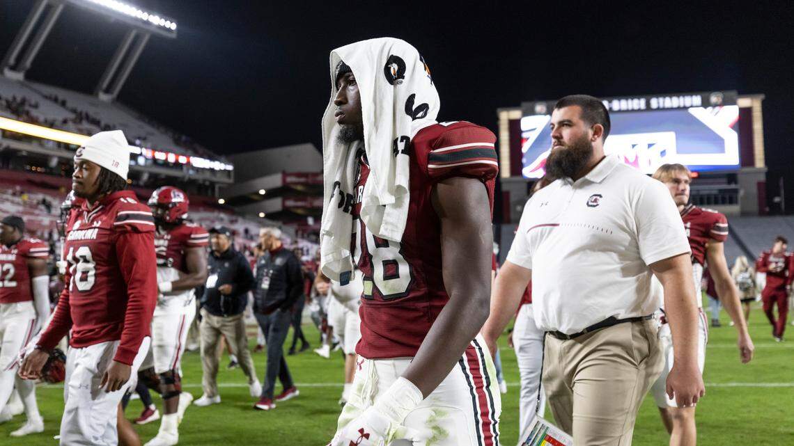 South Carolina Gamecocks defensive back Darius Rush (28) walks off the field following the Gamecocks’ loss to Missouri at Williams-Brice Stadium in Columbia, SC on Saturday, Oct. 29, 2022.