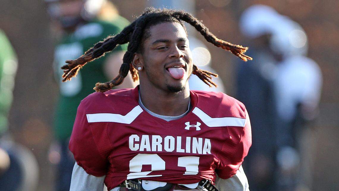 South Carolina’s Juju McDowell during Monday’s bowl practice at Charlotte Christian School.