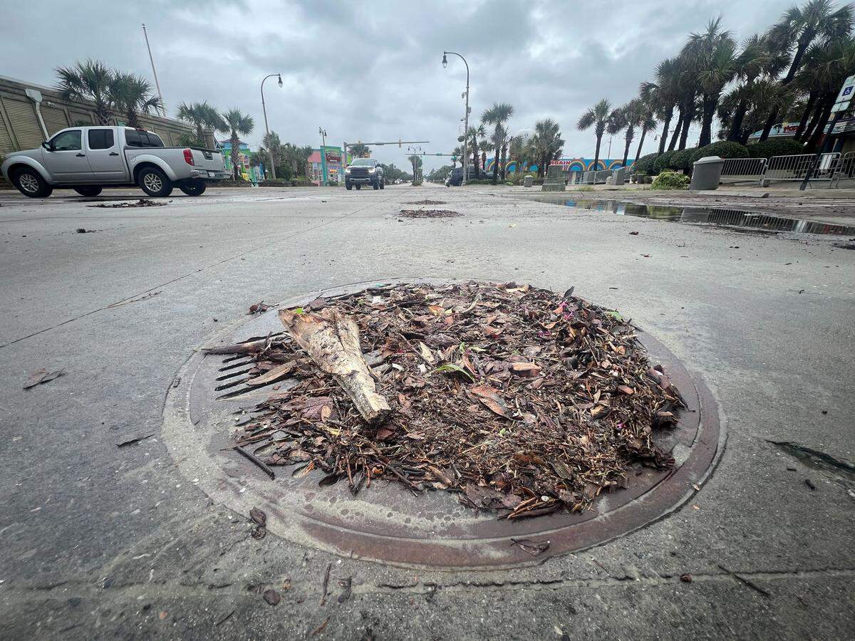Storms can cause sewer drains to clog. This one was seen in Myrtle Beach, S.C.