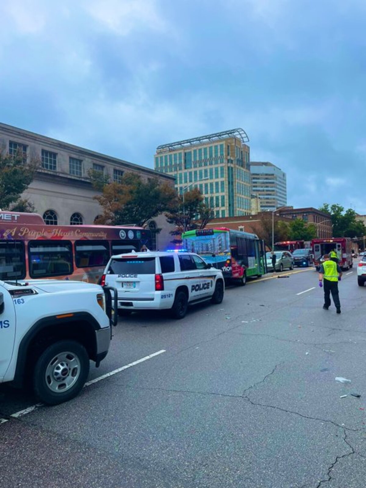 Police investigate a multi-vehicle collision.