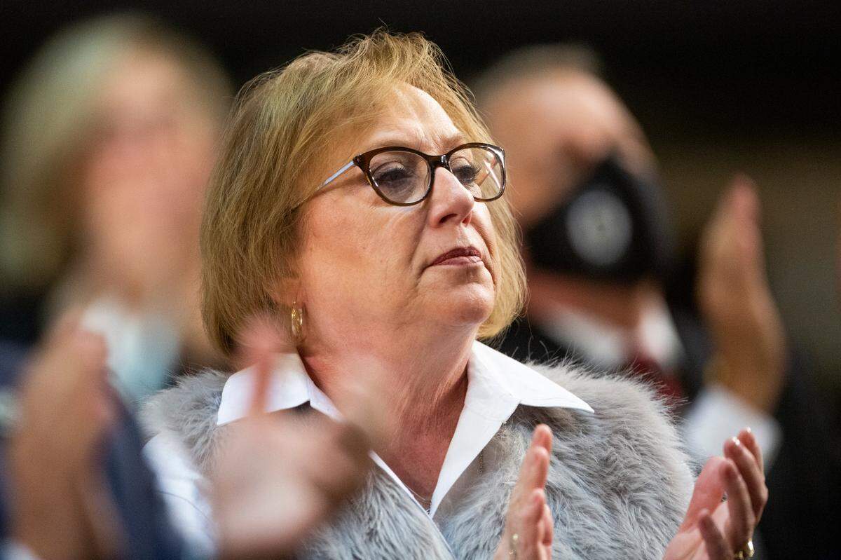 Rep. Raye Felder, R-York, claps while Governor Henry McMaster delivers the State of the State address on Wednesday, January 19, 2022.