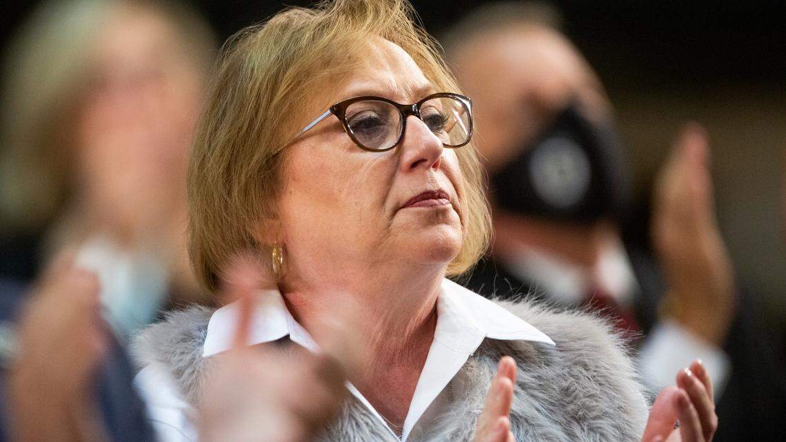 S.C. Rep. Raye Felder, R-York, claps while Gov. Henry McMaster delivers the State of the State address on Wednesday, Jan. 19, 2022.