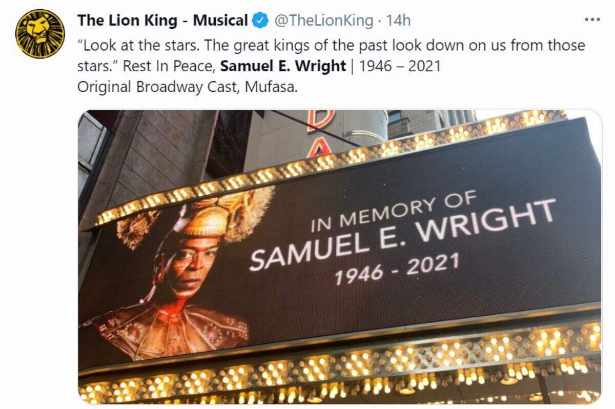 The death of Camden native Samuel E. Wright is being mourned on Broadway.
