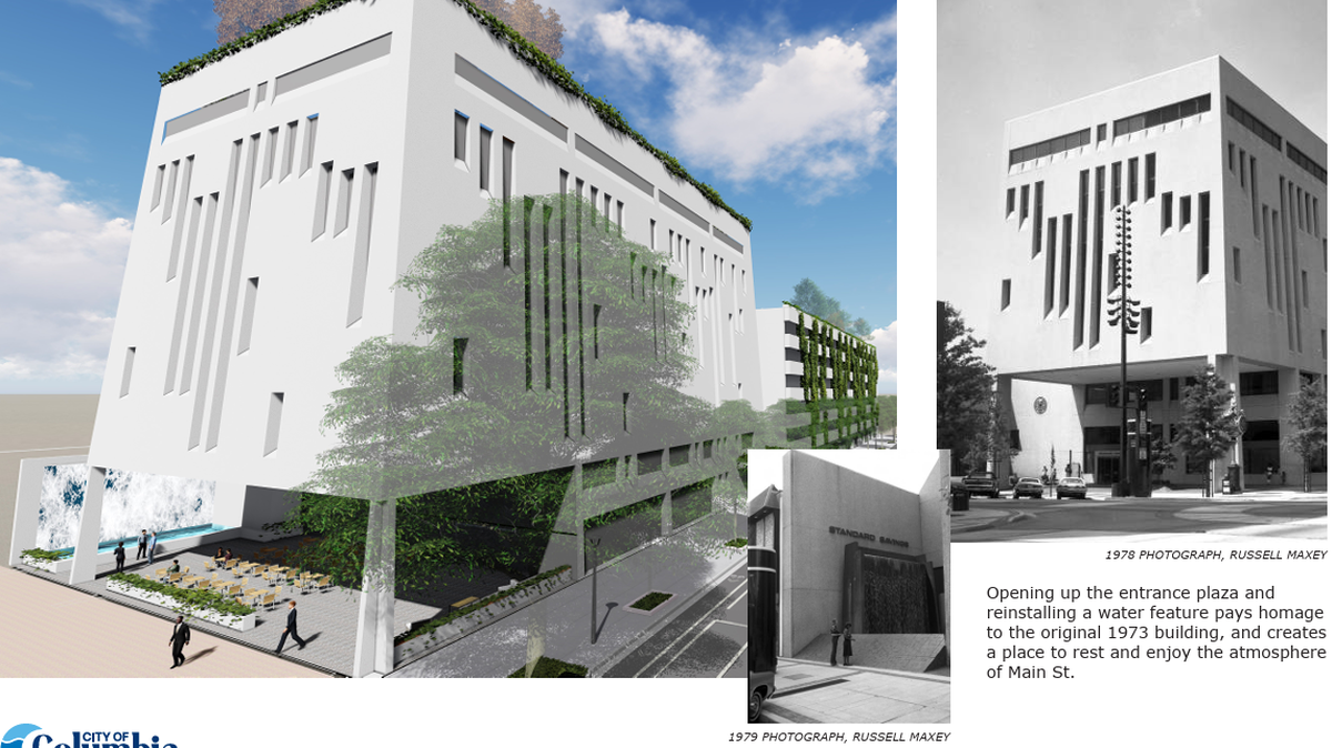 The city of Columbia is selling two downtown properties and has included specific visions for what they might become under the right developer. For the Washington Square property at the corner of Washington and Main streets, the city envisions a possible hotel and a rooftop courtyard.