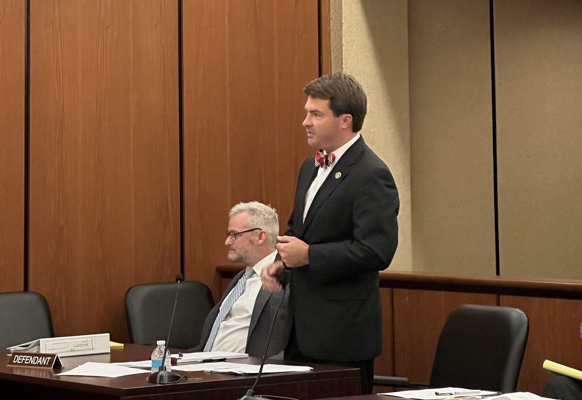 Attorney William Grayson Lambert represents Gov. Henry McMaster during a hearing Wednesday, Sept. 25, 2025, at the Richland County courthouse in Columbia, S.C.