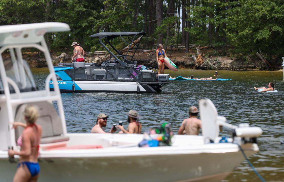 Boaters spend Memorial Day swimming in the cove at Sandy Beach on Bundrick Island on Lake Murray in Lexington on Monday, May 27, 2024.