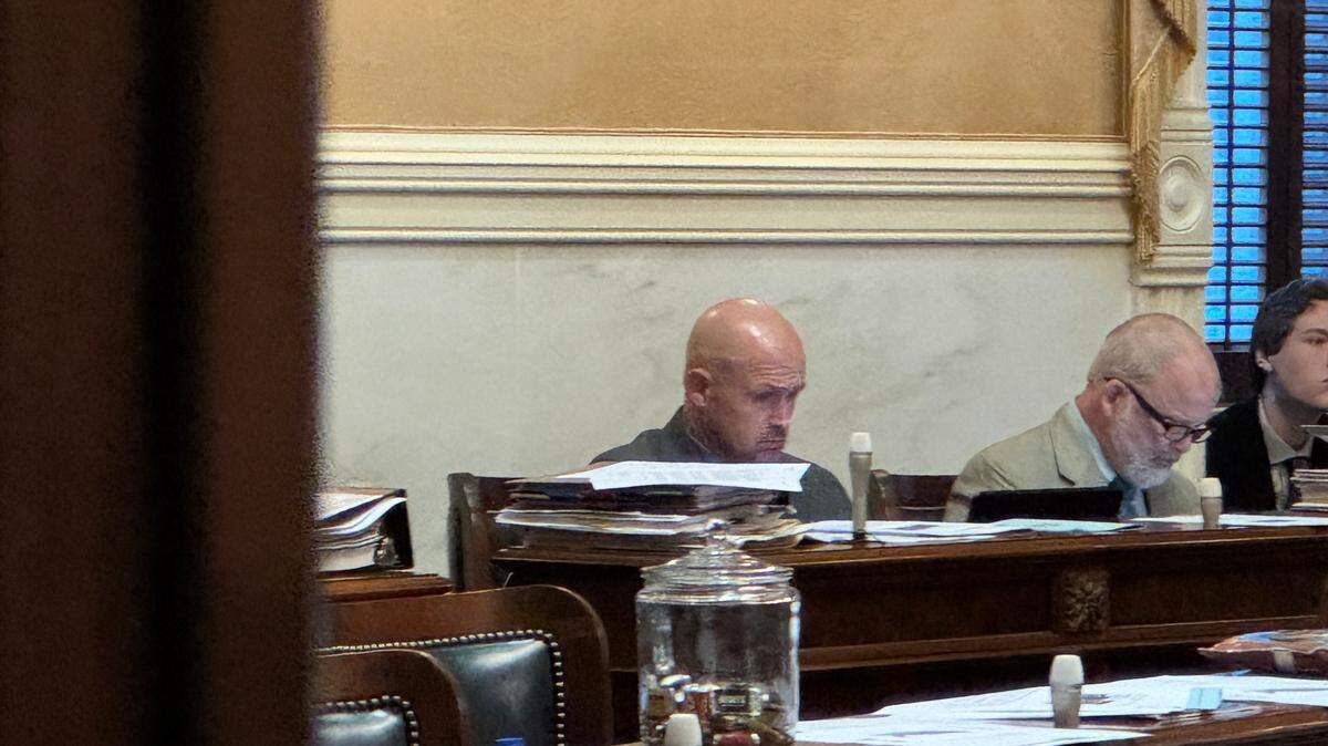 State Sen. Tom Fernandez, R-Dorchester, sits in the Senate chamber during a tort reform debate on Tuesday, March 4, 2025.