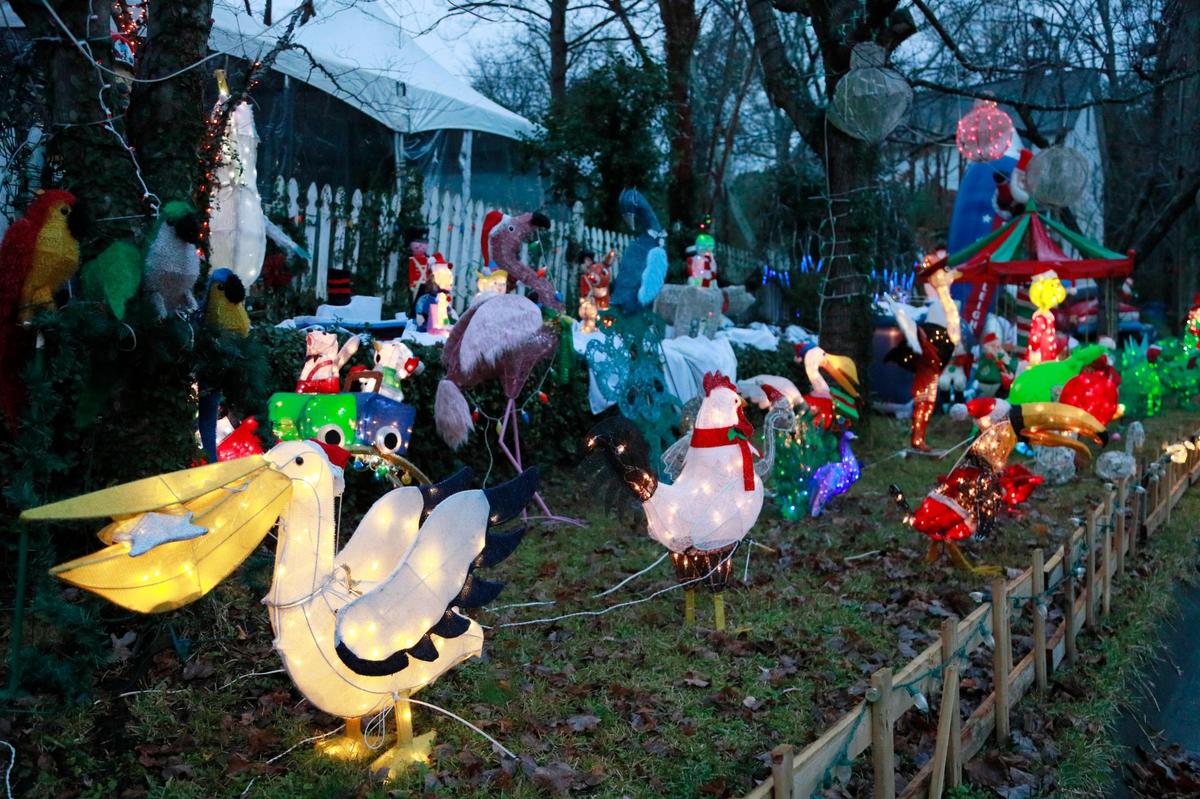 Christmas lights festoon a home in West Columbia on Wednesday, December 21, 2022.