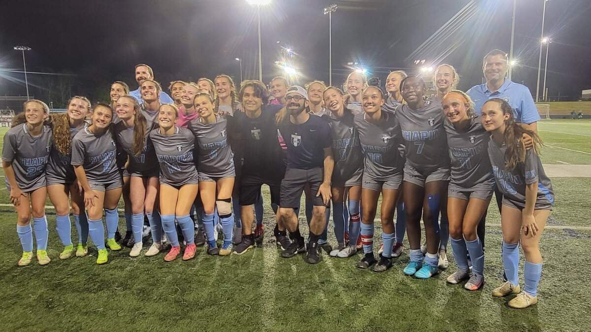 The Chapin girls soccer team poses for a photo after winning the Region 5-5A championship on Friday.