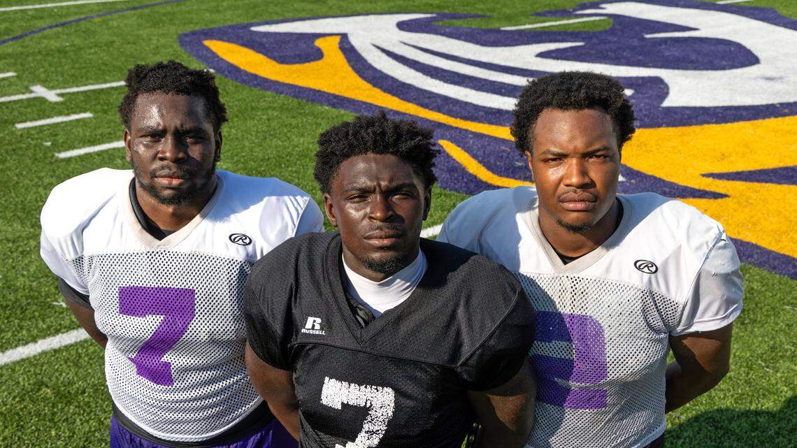 Loobert Denelus, from left, Noah Zaire Scotland and Jayden Broughton are among the Benedict College football leaders this season.