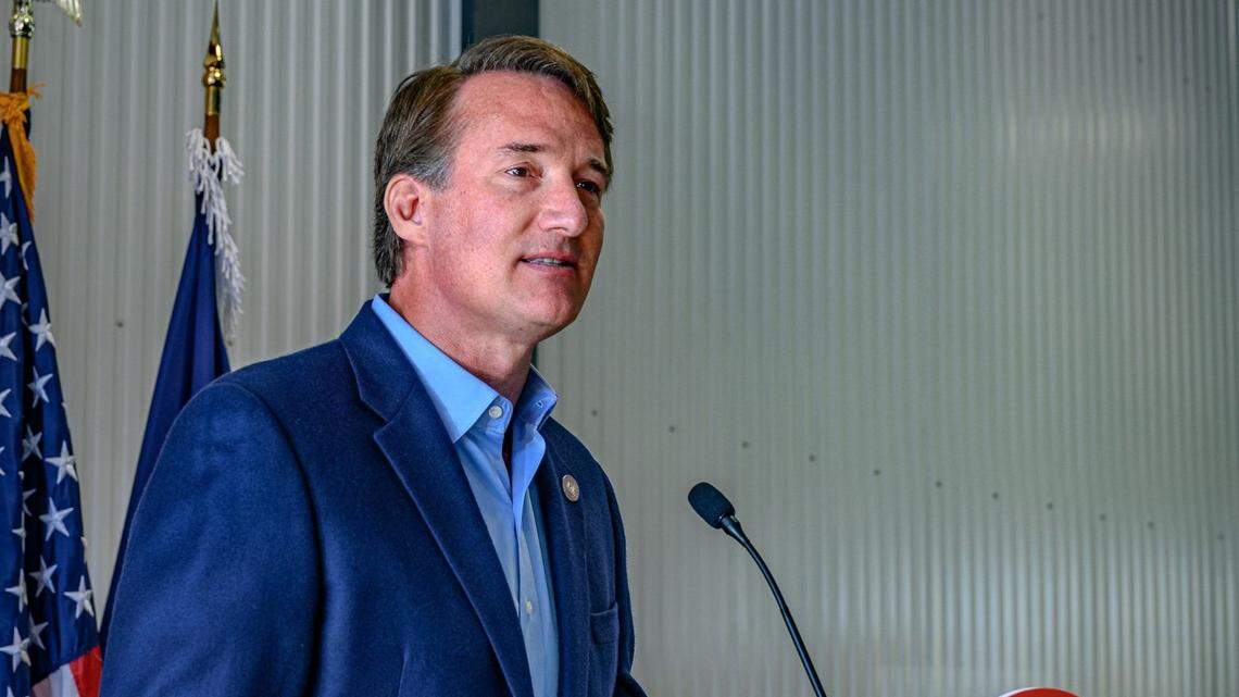 Gov. Glenn Youngkin speaks to the crowd about the Spirit Or Virginia Award that he and his wife, Suzanne, later presented to the Chincoteague Volunteer Fire Company on Friday. Dsc 9182