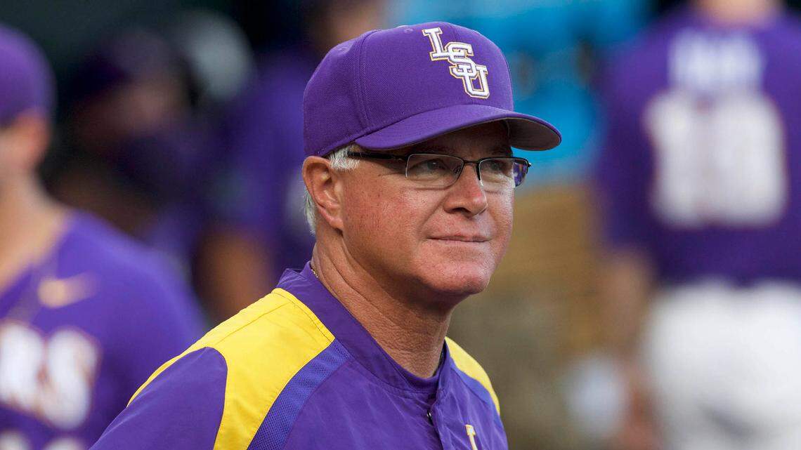 From June 26, 2017: LSU and then head coach Paul Mainieri at the College World Series.