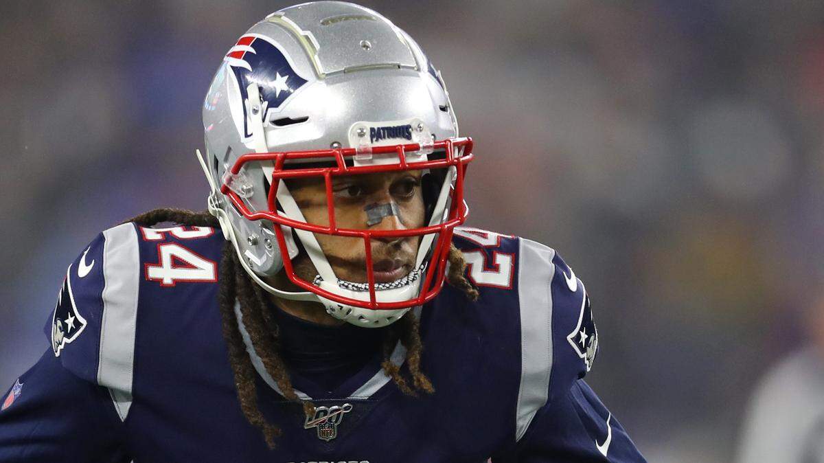 Stephon Gilmore of the New England Patriots lines up during the AFC wild card playoff game against the Tennessee Titans at Gillette Stadium on Jan. 4, 2020 in Foxborough, Massachusetts.