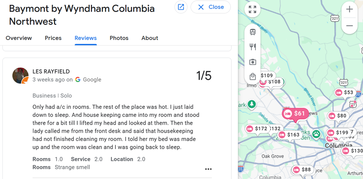 Baymont by Wyndham Columbia Northwest Google review