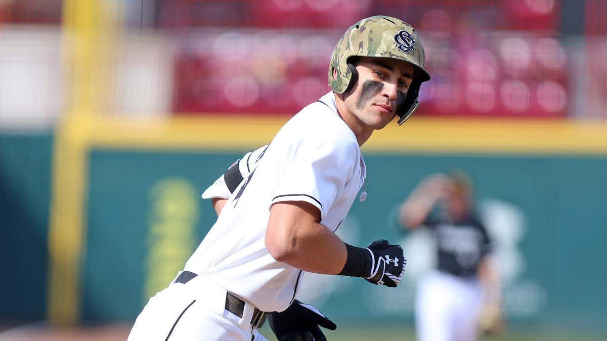 South Carolina’s Nathan Hall on Sunday in the series finale against Milwaukee at Founders Park.