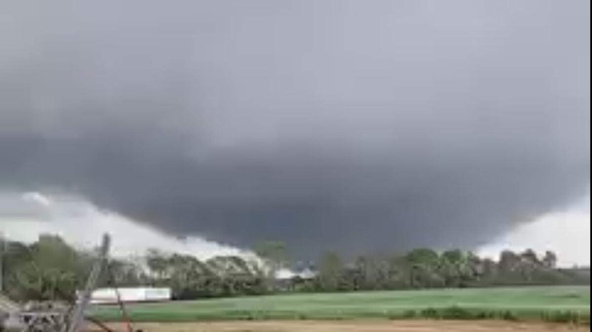 A screenshot of a video of a tornado in Allendale County, SC on Tuesday, recorded by Brannon Deal of Georgia.